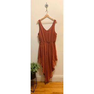 WET SEAL | Star Print Orange Chiffon Maxi Dress